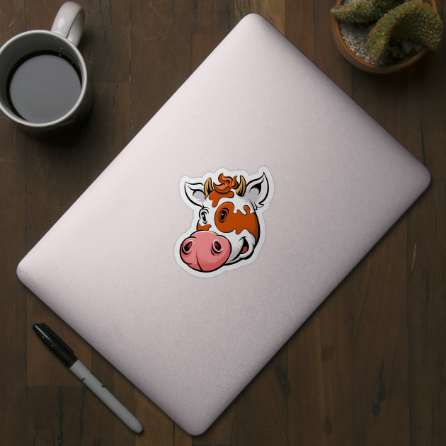 Cartoon Cow by Black Tee Inc